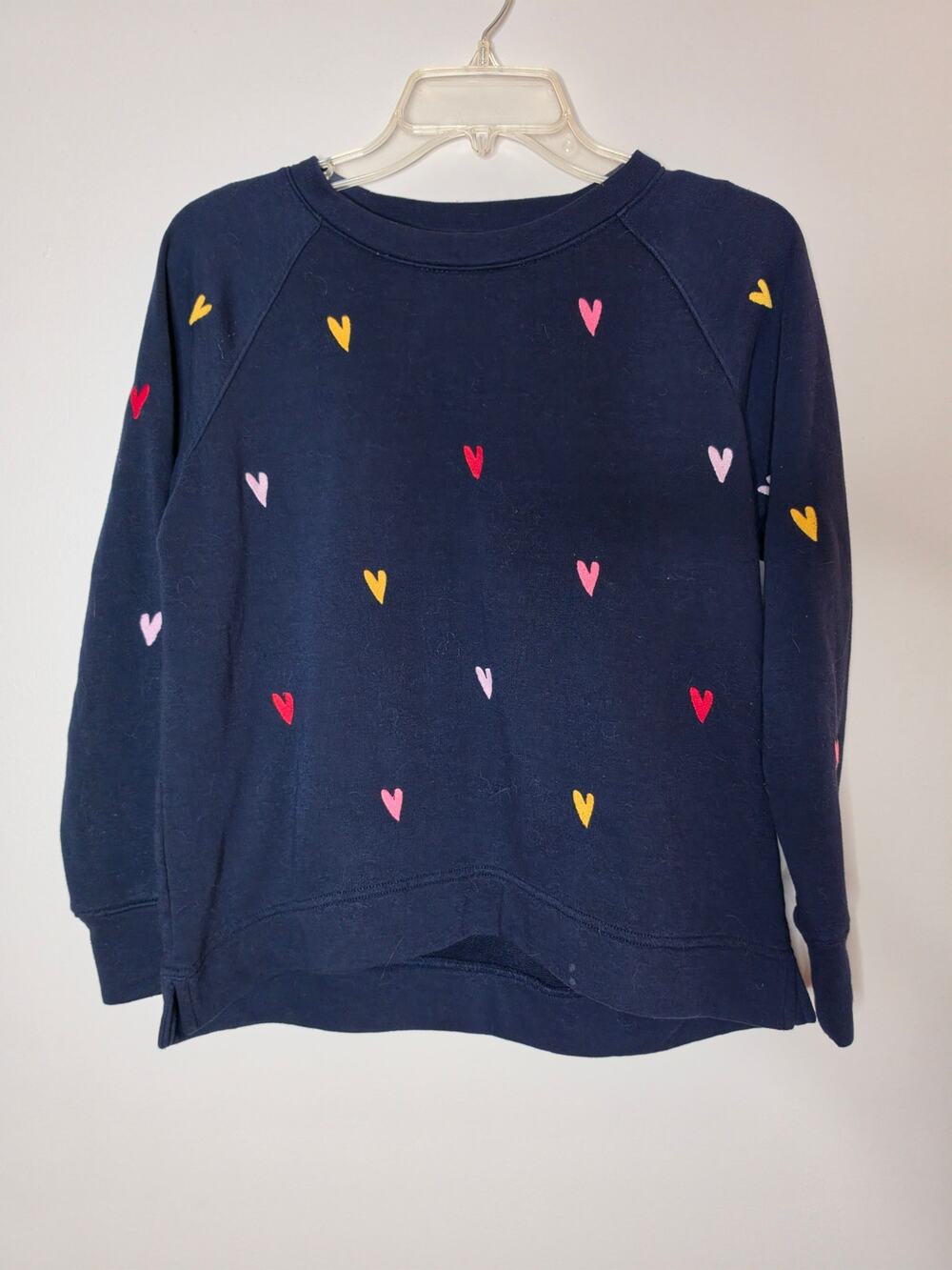 Lou & Grey for LOFT Navy Embroidered Heart Sweatshirt XS Cotton Blend Cozy
